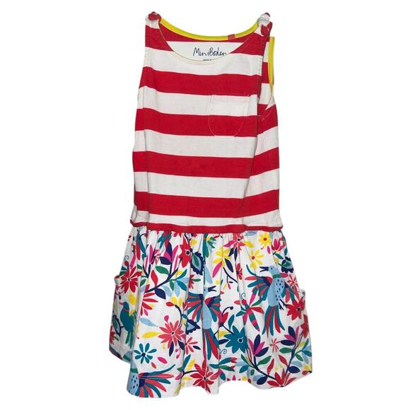 Mini Boden Summer Dress, Floral and stripes Size 6-7 Y - Picture 2 of 3